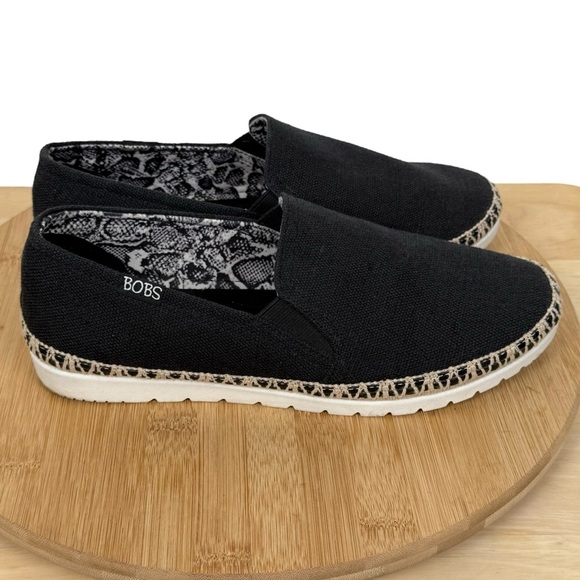 BOBS from Skechers Memory Foam Black Canvas Espadrille Flats – Women’s Size 8 - Picture 4 of 10